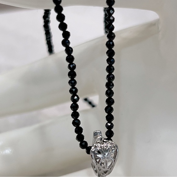 Pearl Shimmer Drusy Quartz with Thai Spinel Bead Necklace - Picture 8 of 13
